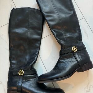 Tory Burch Black Leather Riding Boots